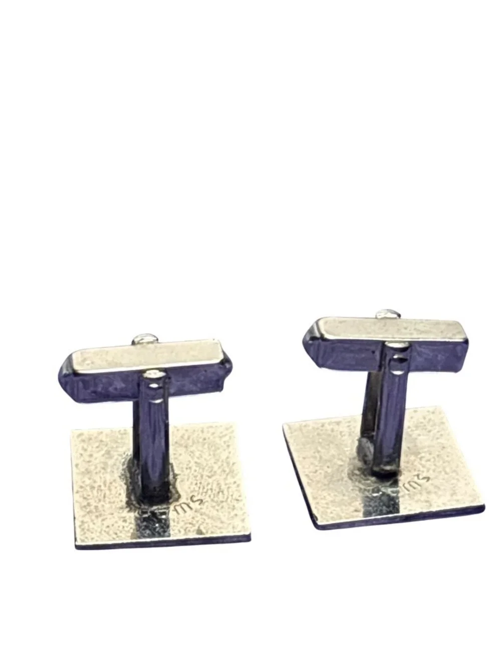 Vintage Swank Cufflinks Silvertone Square Geometric 5/8 inch